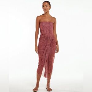 NWT VIX Paula Hermanny Luri Plum Lauren Midi Strapless Dress